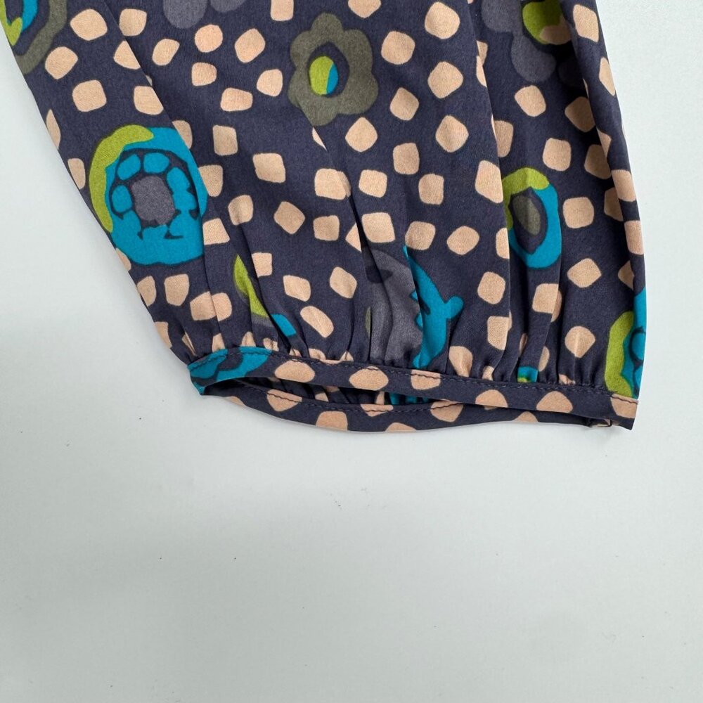 Boden Printed Silk Dress UK14 US10L Multicolor Dotted Floral Pattern 3/4 Sleeves - Picture 9 of 12